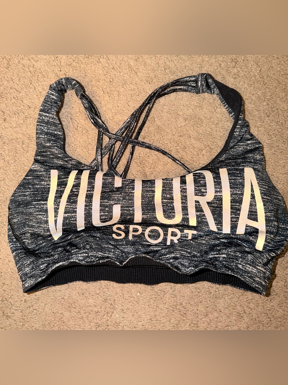 PINK Sport Gray & Black Strappy Sports Bra 🖤